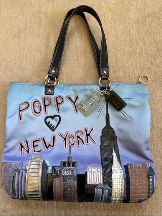 Coach Handbags - Coach Blue Lavender Ombre 'Poppy New York' Tote with Black Handles